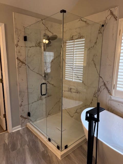 New Marble Shower with Bathtub